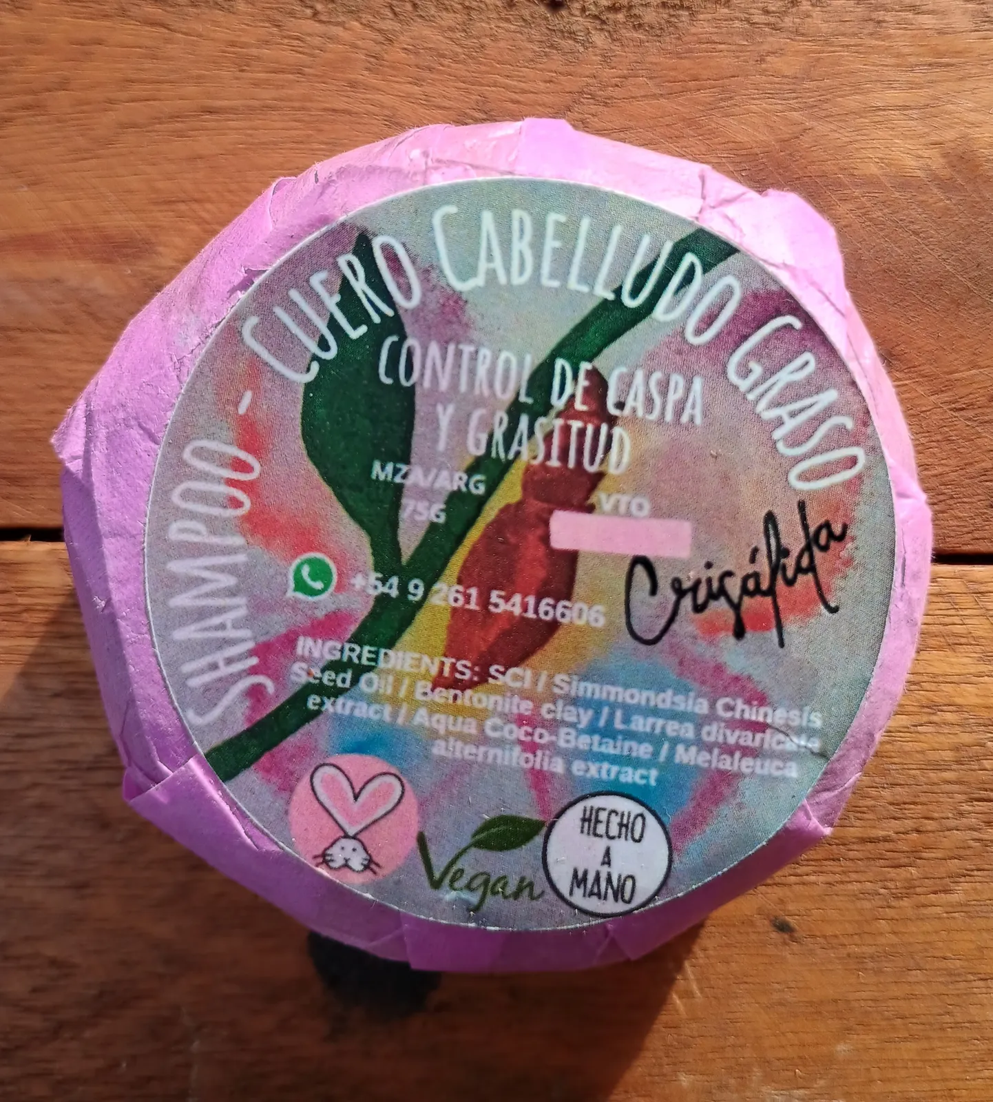 Shampoo sólido cuero cabelludo Graso x 75 g - Crisálida