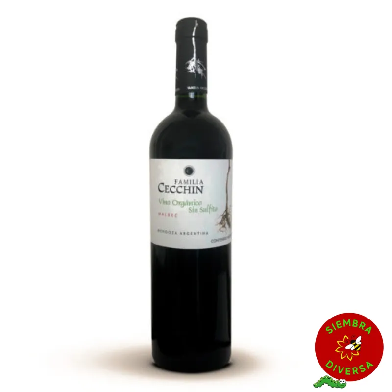 Vino Malbec sin sulfitos Familia x 750 c.c. -Cecchin