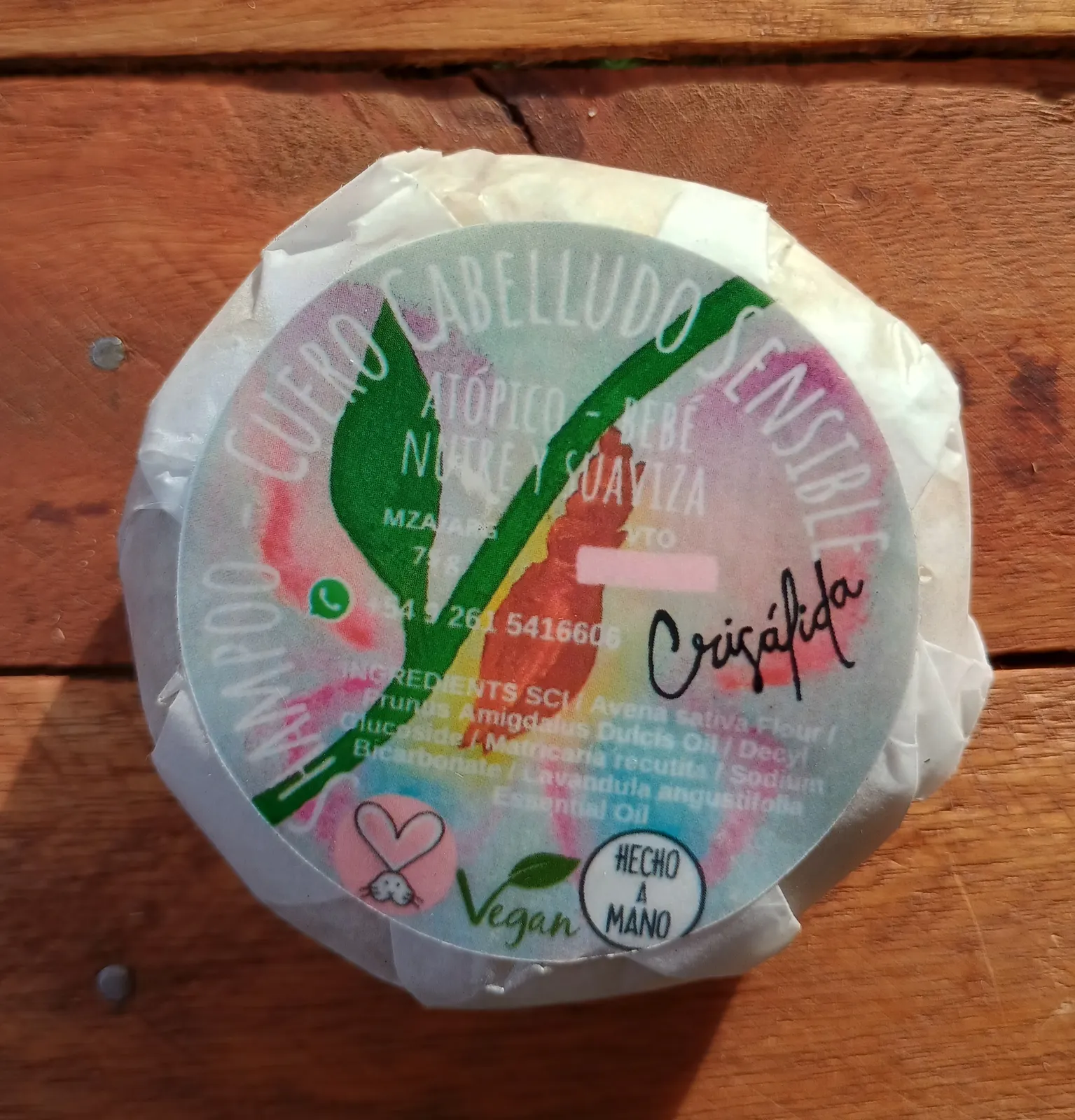 Shampoo sólido cuero cabelludo Sensible x 75 g - Crisálida